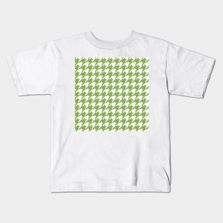 Houndstooth design in greenery and white Kids T-Shirt